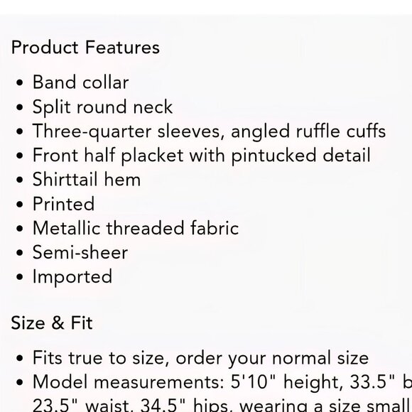 Vince Camuto Pintuck Ruffle Cuff Blouse Rust Leaf Pattern Subtle Sparkle Size L - Picture 12 of 12